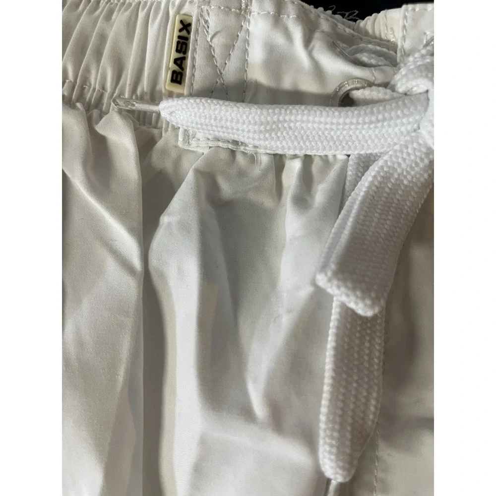 BASIX BODY SURF MEN'S BOARD SWIM SHORTS SIZE MEDIUM‎ WHITE/SERPENT NWT